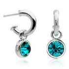 White Gold Finish Turquoise Drop Half Hoop Earrings Quality Jewellery Gift Uk