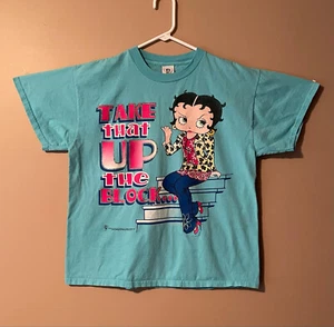 Vintage 1999 Betty Boop Take That Up The Block  King Features Blue T Shirt Sz LG - Picture 1 of 6