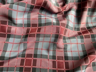 "Tela sintética a cuadros vintage tejida negra/gris/granate/rosa de 4 yardas X 45""" Foto 1 de 2