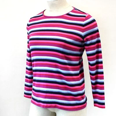 TALBOTS Plus 100% cotton Multicolor STRIPE Crew Neck TOP Tee 1X - Image 1 of 4