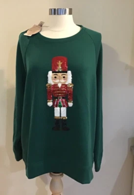 Philosophy Mujer’s Verde Lentejuelas Cascanueces Sudadera Navidad Talla 2X Nueva con Etiquetas Foto 1 de 4