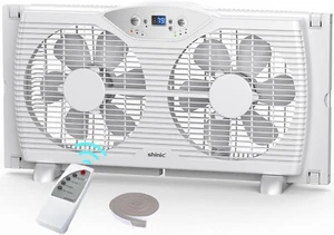 Twin Window Fan With Remote 9inch Blades Reversible Airflow Thermostat Control 3 - Picture 1 of 9
