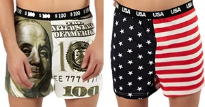 Men Boxers Printed American Flag or One Hundred Dollars Bill 100% Cotton - Picture 1 of 5