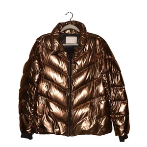 ATHLETA $198 Lofty Metallic Goose Down Puffer Jacket Bronze Medium - Picture 1 of 4
