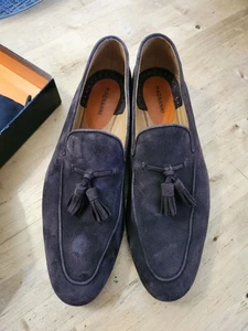 Herren Weich Leder Wildleder Braun Quaste Halbschuhe Magnanni Größe 8 EU 42 Slipper - Bild 1 von 11