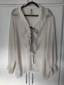 Fancy Dress Prince Charming Shirt Size XL Off White Frilled VG Condition - Picture 1 of 9