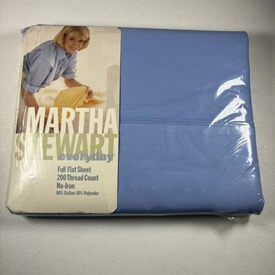 Nueva hoja plana completa vintage Martha Stewart Everyday 200 hilos azul Foto 1 de 4
