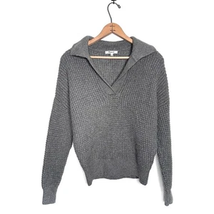 Madewell Waffel-Strick Henley Pullover in melierter Blei Damengröße Small - Bild 1 von 7