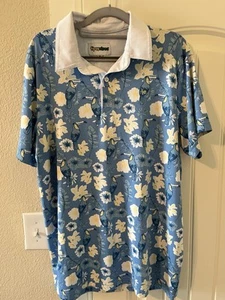 Tipsy Elves Shirt Men's Size Medium Poly Stretch Golf Polo Floral Toucan Allover - Bild 1 von 3