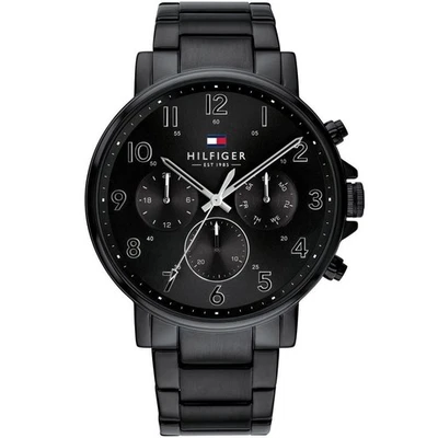 TOMMY HILFIGER MEN'S WATCH 1710383 CHRONOGRAPH BLACK STRAP & BLACK DIAL GENUINE - Image 1 of 4