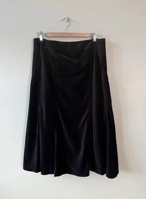 Boden Skirt Black Velvet Flared Midi 100% Cotton Lined Panelled Size 16 VGC - Image 1 of 4