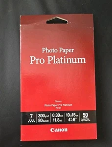 Canon Photo Paper Pro Platinum PT-101 Glossy, 4x6" 50 Sheets, New - Picture 1 of 4
