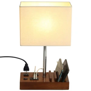 USB Table Lamp, Multi-Functional Bedside Desk Lamp with 2 AC Outlets, 3 USB C... - Picture 1 of 8