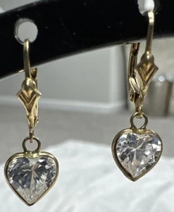 14K massiv Gelbgold durchbrochene Herz Ohrhänger mit Hebelverschluss Gewicht 2,51 g - Bild 1 von 15