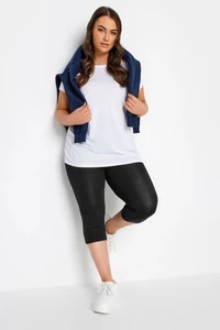Yours Curve Plus Size TUMMY CONTROL Soft Touch Cropped Leggings - Picture 1 of 6