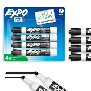 EXPO Low Odor Dry Erase Marker Chisel Tip Black 8 Count - Picture 1 of 13