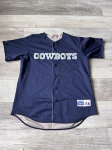 90s Majestic Dallas Cowboys Baseball Jersey Troy Aikman Men’s XL Made in USA - Picture 1 of 13