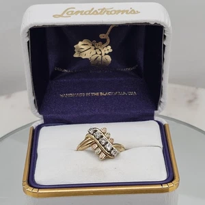 Landstrom's Black Hills Gold 10K Diamond Tri-Color Leaf Ring EU 51 USA 5 Diamond - Picture 1 of 13