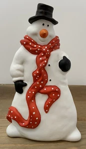 DEPT 56 Schneemann Regal Dekor rot gepunktet Schal Zylinder Mütze 8" hoch schwarze Handschuhe - Bild 1 von 12