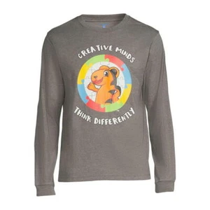 Men Autism Awareness Graphic Tshirt LS Gray "Creative Minds Think Differently XL - Picture 1 of 5