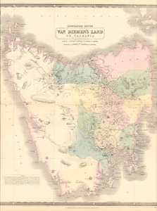 1845 Tasmania or Van Diemen's Land by A.K. Johnston ~ 25.8" x 21.2" Antique - Picture 1 of 8