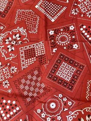 Хлопчатобумажная ткань бандана с принтом красный черный белый ширина 24 дюйма x 44 дюйма - Изображение 1 из 3