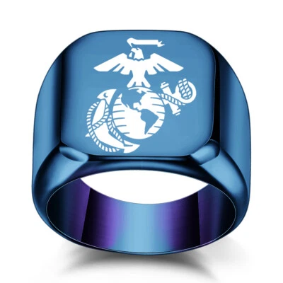 Vintage Eagle Marine Army Corps Ring Stainless Steel US Army Biker Signet Ring - Image 1 of 4