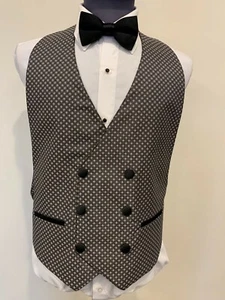 6 Button Double Breasted Geometric Patterned Formal Vest eight different colors - Picture 1 of 22