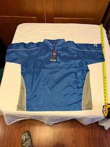 Mizuno Windlite Youth Medium Blue Baseball SS Pullover Wind Shirt Polyester NWT - Picture 1 of 11