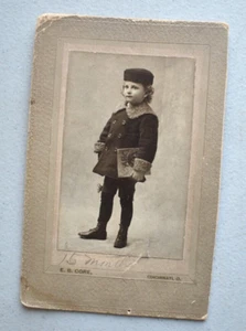 1890's Cabinet Card PHOTO Cincinnati OH Studio ~ Girl w/ ABC Book Nicely Dressed - Picture 1 of 4