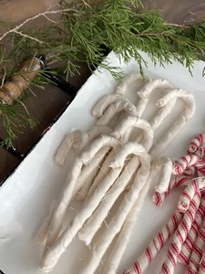 Solid Cream Fabric Wrapped Candy Canes-set of 5 primitive, cottage, farmhouse - Picture 1 of 7
