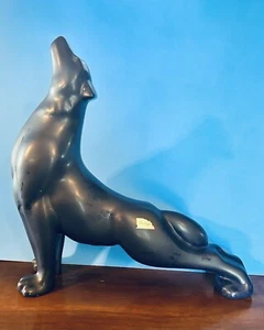 Royal Haeger Howling Wolf Drk Blue Dog Statue Art Deco Figure Vintage 1993 #321 - Picture 1 of 8