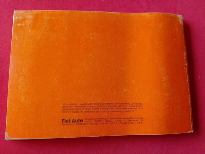 FIAT REGATA libretto  MANUALE USO E MANUTENZIONE - Immagine 1 di 3