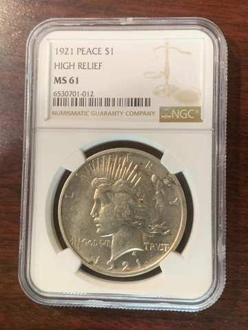 1921 Peace Dollar, High Relief NGC MS61   Looks Better Cover