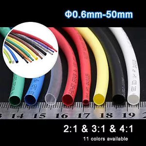 Heat Shrink Tube 0.6mm-50mm 2:1 & 3:1 & 4:1 Various Colours Heatshrink Sleeving - Picture 1 of 9