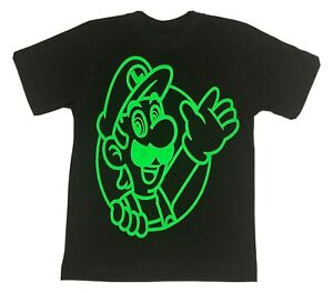T-Shirt Luiggi (Super Mario Bros) Größe 4-5 Farben schwarz mit Neongrün