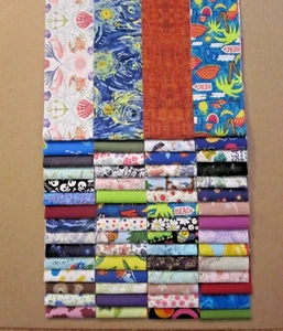 Cotton Fabric Strips, Jelly Roll Style. 60/pc. Lot 2 1/2" Wide X 20" Long. - Picture 1 of 5