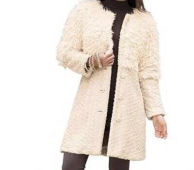 Women's outerwear Winter Church Xmas Ivory mixed Faux Fur Coat Jacket plus 20W1X - Image 1 of 2
