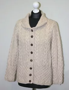 Carraig Donn Hombre Beige 100% Lana Cárdigan Jumper Talla S - Imagen 1 de 7