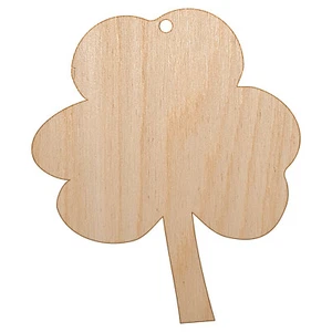 Three Leaf Clover Solid Unfinished Craft Wood Holiday Christmas Tree Ornament - Picture 1 of 7