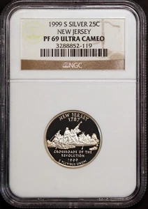 1999 S NEW JERSEY SILVER State Quarter Proof  NGC PF69-Free Ship - Picture 1 of 2