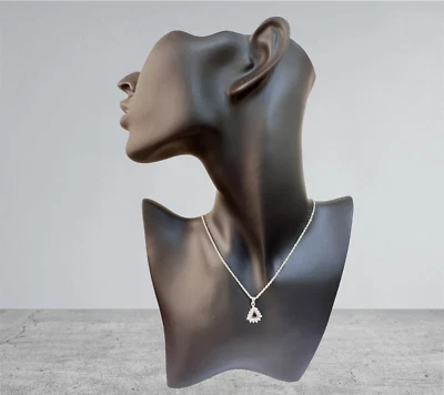 Collana donna in argento 925% anallergico rodiato con zircone bianco triangolo - Immagine 1 di 2