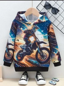 Cartoon Motorcycle Rider 3D Print Hoodie Sweatshirt Unique Graphic Design... - Picture 1 of 10