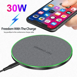 30W Wireless Charger Fast Charging Mat For Samsung S23 S22+ S21 S20 Z Flip4 Fold - Picture 1 of 17