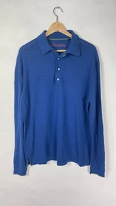 Suéter Robert Graham Para Hombres Manga Larga Cuello Polo Azul Lana Cachemira Talla XL - Imagen 1 de 16