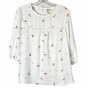 NWT's Size Petite M Fig & Flower Womens Heart Print Blouse - Picture 1 of 15
