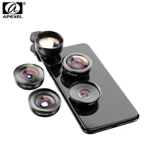APEXEL 5 en 1 Téléphone Caméra Objectif Kit 4K HD Large Macro Télescope pour iPhone Android - Photo 1 sur 12