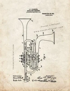 Musical Wind Instrument Patent Print Old Look - Picture 1 of 3