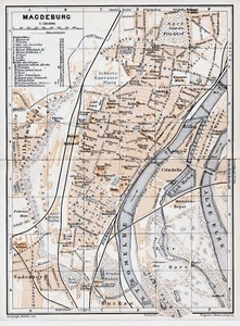 Magdeburgo 1908 cl. orig. Mappe della città + viaggi (6 p.) Nuova città nuova Cracovia Duomo - Foto 1 di 2