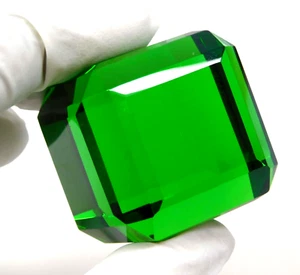 CERTIFIED 413.05 Ct Lab-Created Green Peridot Cube Cut Loose Gemstone - Picture 1 of 8